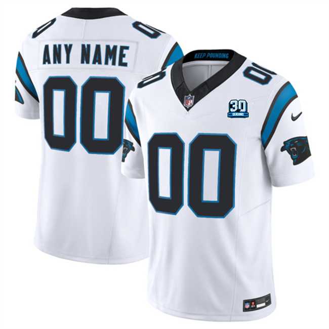 Men%27s Carolina Panthers Active Player Custom White 2024 30th Anniversary Patch F.U.S.E. Vapor Limited Stitched Football Jersey